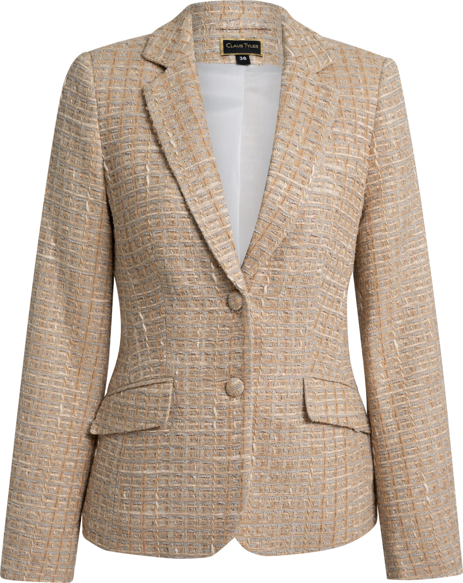 CT100reg.700_beige_ 779_a Textured Tailoring Blazer with Notched Lapel and Flap Pockets<br> - Image 1