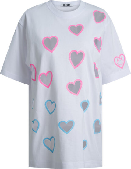 Oversized Baggy T-Shirt „Flying Hearts“ aus Baumwolle