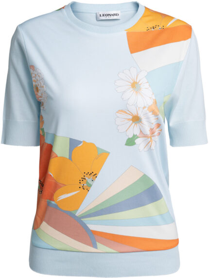 Feinstrick-Shirt mit floral-grafischem Print