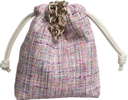 Tweed Bucket Bag with Chain Detail