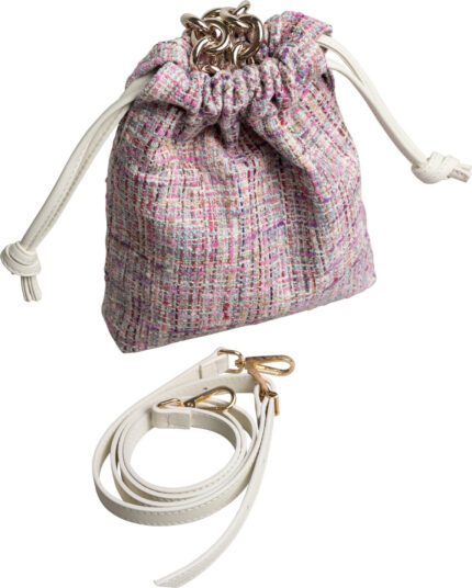 Tweed Bucket Bag with Chain Detail - Image 4