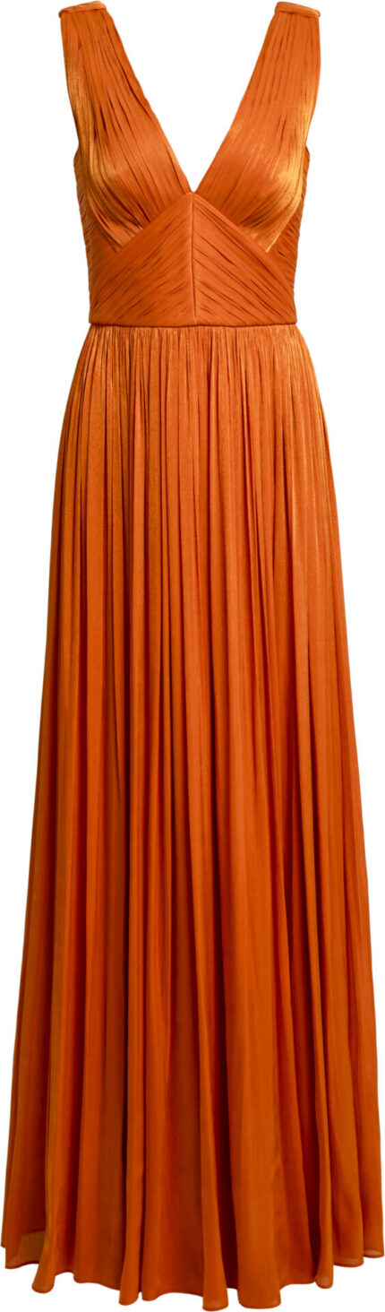 Plissiertes Maxi-Abendkleid mit tiefem V-Ausschnitt – Bild 4