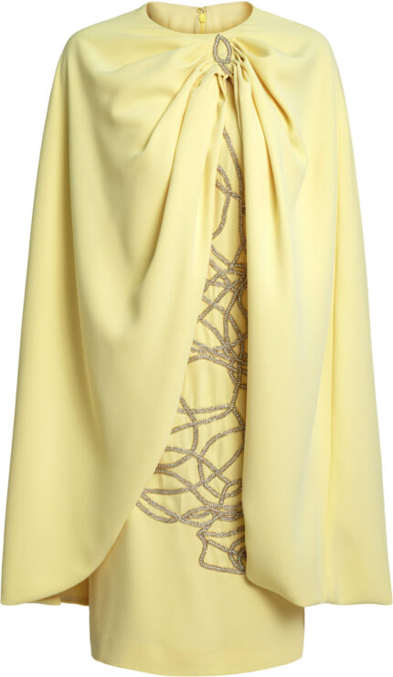 Cape-Kleid mit Strassstickerei und Drapierung – Bild 7