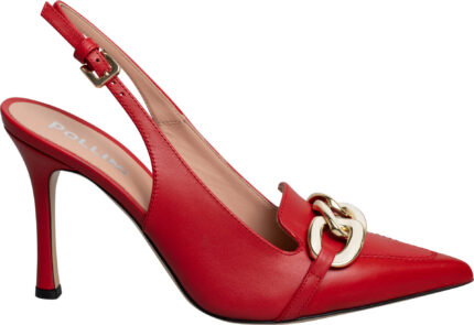 Slingback-Pumps aus Glattleder mit Schmuckkette und 9 cm Absatz – Bild 4