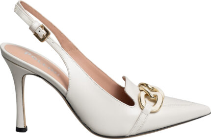 Slingback-Pumps aus Glattleder mit Schmuckkette und 9 cm Absatz