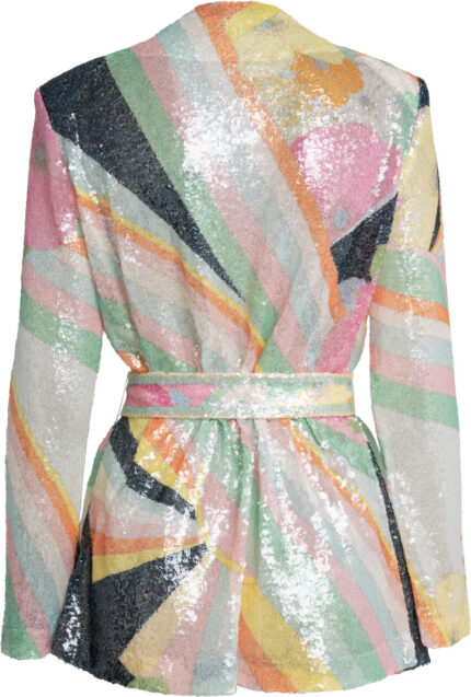 Paillettenblazer mit Bindegürtel – Bild 5
