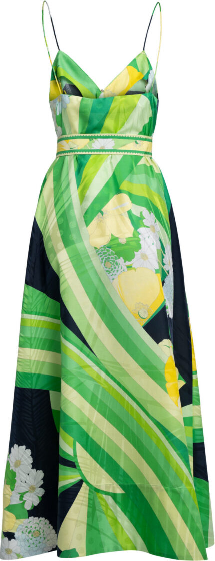 Maxikleid aus Baumwoll-Seiden-Mix mit floral-grafischem Print – Bild 3