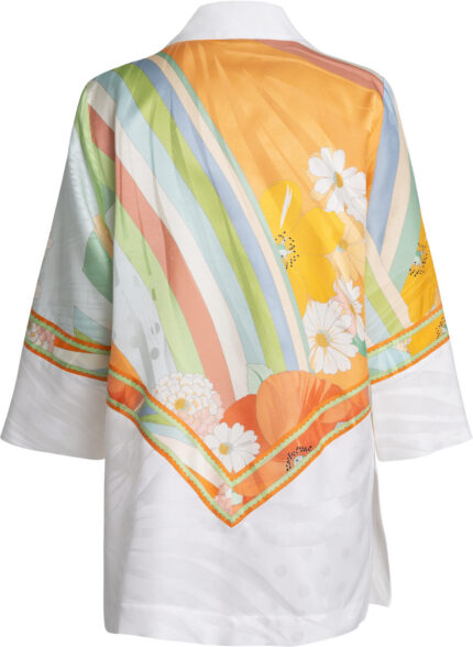 Tunika aus Baumwoll-Seiden-Mix mit floral-grafischem Print – Bild 4