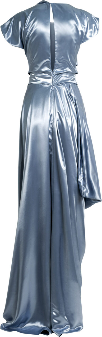 Drapiertes Abendkleid mit Wasserfallkragen und asymmetrischer Silhouette – Bild 4