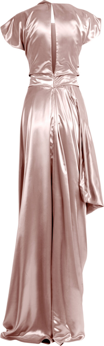 Drapiertes Abendkleid mit Wasserfallkragen und asymmetrischer Silhouette – Bild 3