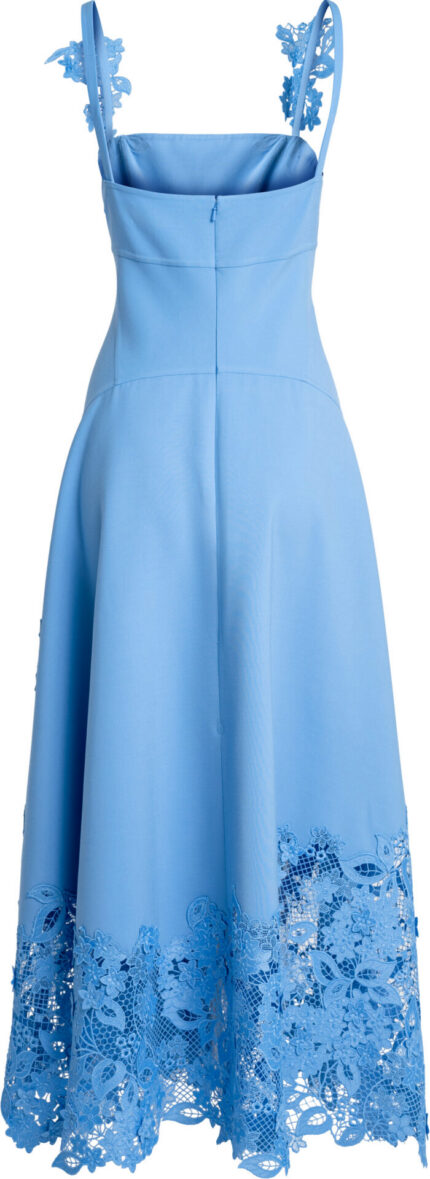 Midikleid aus Schurwollmix mit floraler Spitze – Bild 3