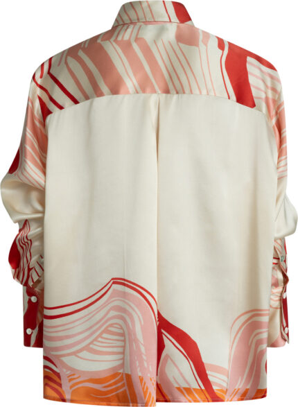 Seidenbluse mit grafischem Print und verdeckter Knopfleiste – Bild 3