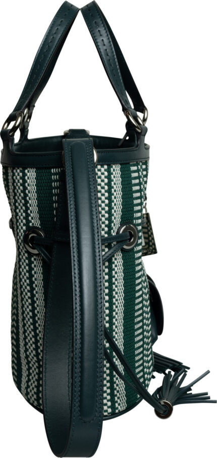 Structured Bucket Bag with Woven Design and Mini Pouch<br/> - Image 4