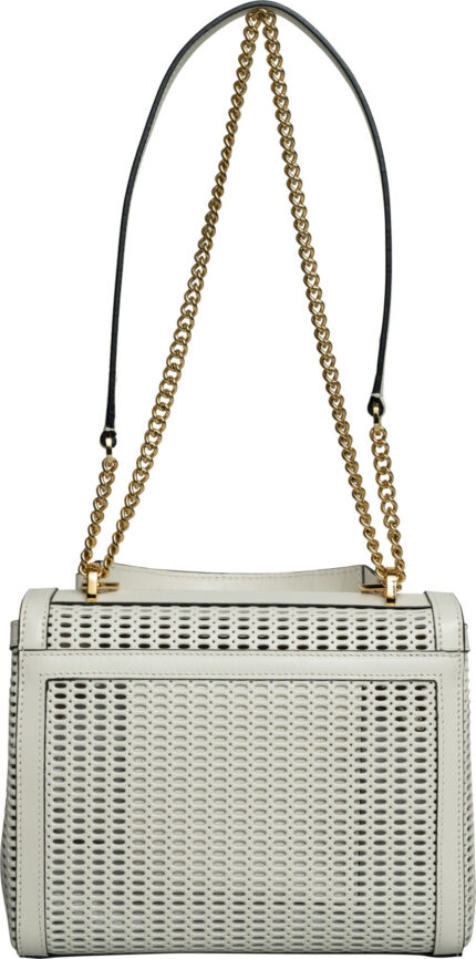 Perforated Shoulder Bag with Chain Details and Logo Strap<br/> - Image 3