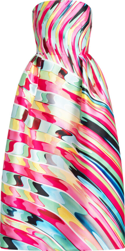Trägerloses Midikleid mit abstraktem Print