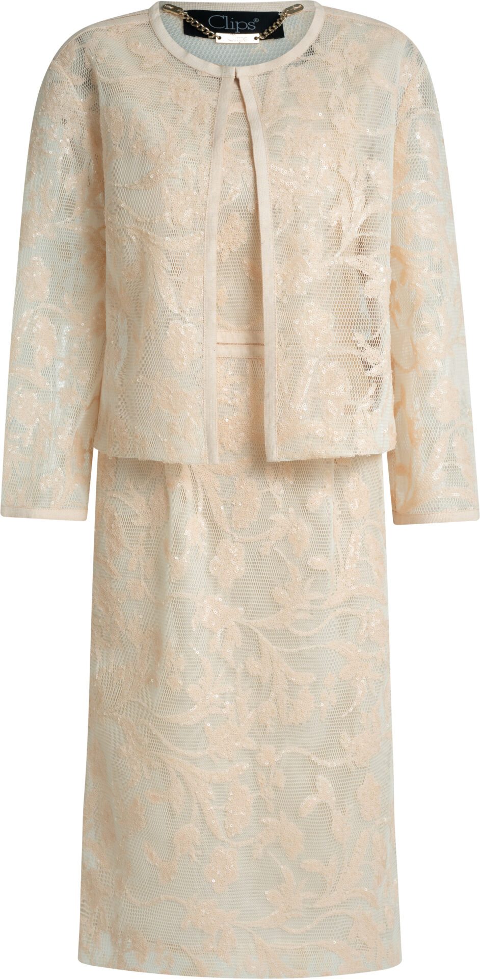 E032+E616_rose_1379_b Elegant Lace Dress and Short Jacket Set<br/> - Image 1