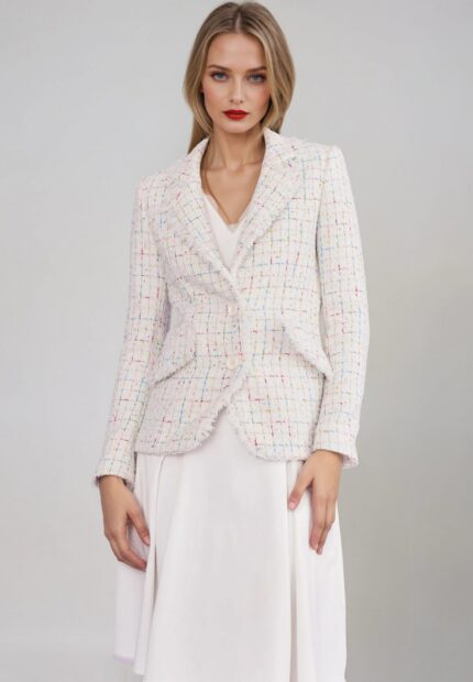 Bouclé-Blazer mit strukturierter Tweed-Optik – Bild 2