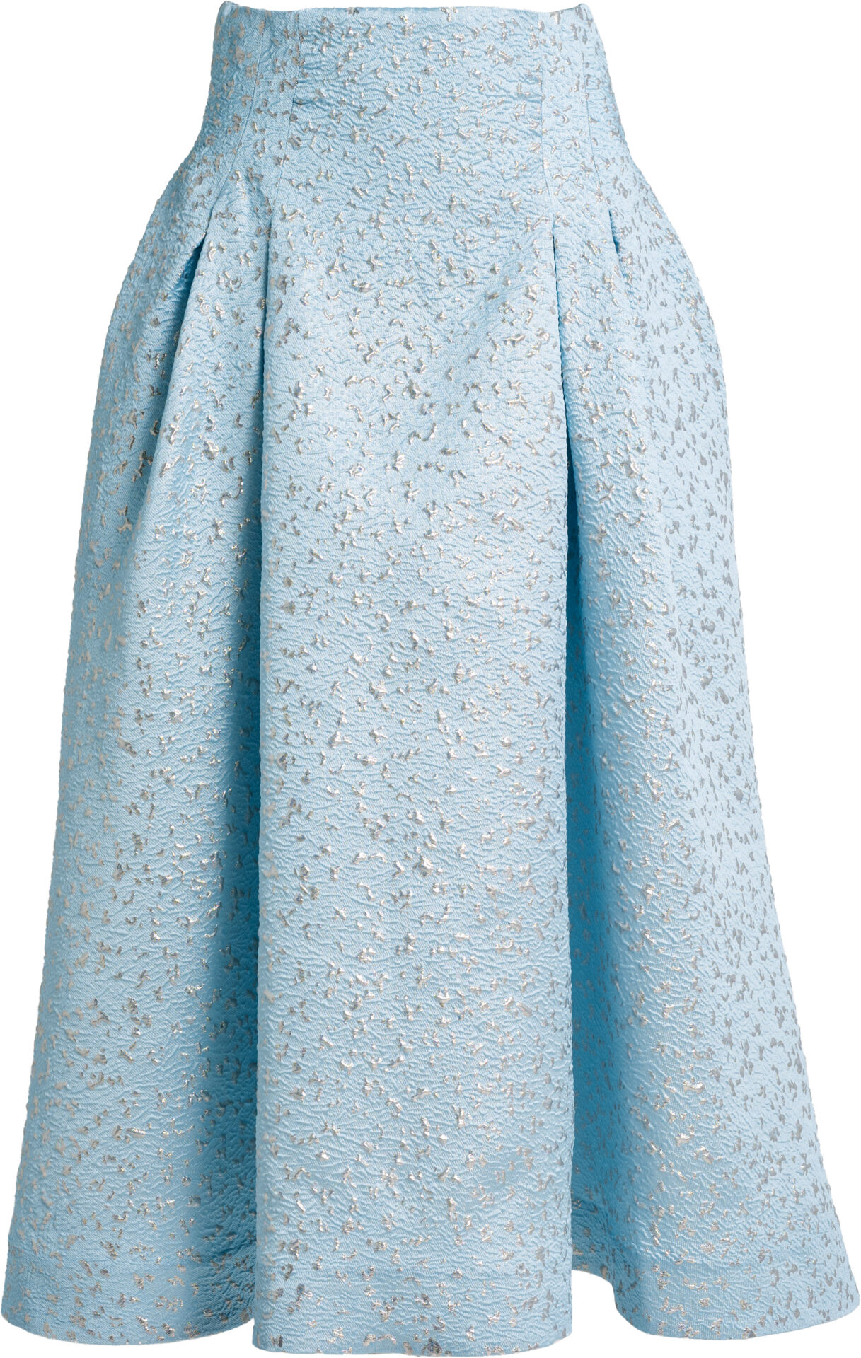 4212_blau_1499 Jacquard Midi Skirt with Silk Blend and Pleats - Image 1