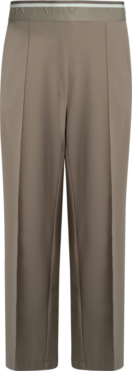Cropped Wide-Leg Trousers with Elastic Logo Waistband<br/>