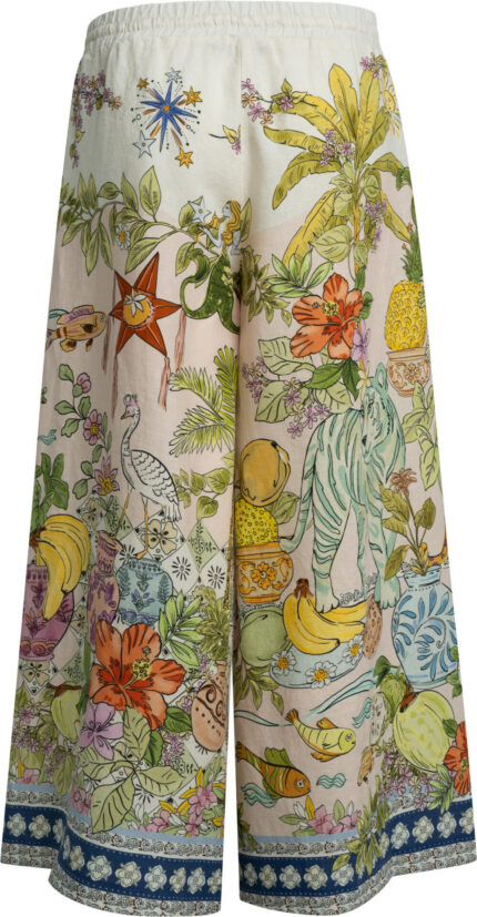 Wide-Leg Trousers with Illustrative Print<br/> - Image 3