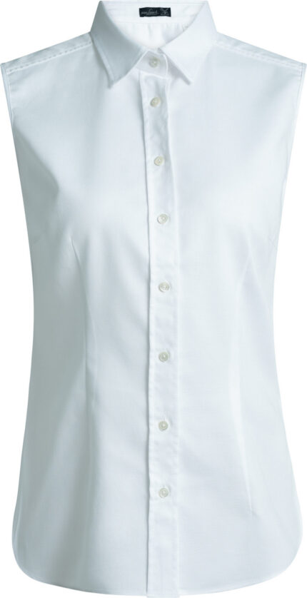Sleeveless Shirt Blouse with Classic Collar<br/>