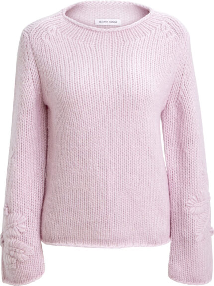 Kaschmir-Seiden-Pullover mit Strukturstrick und Stickerei – Bild 5