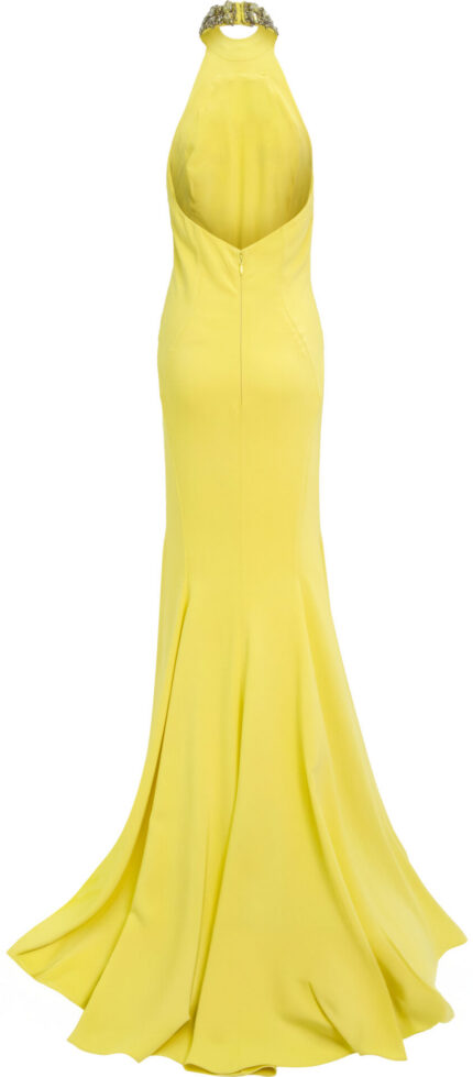Neckholder-Abendkleid mit Schmuckstickerei und Schleppe – Bild 4