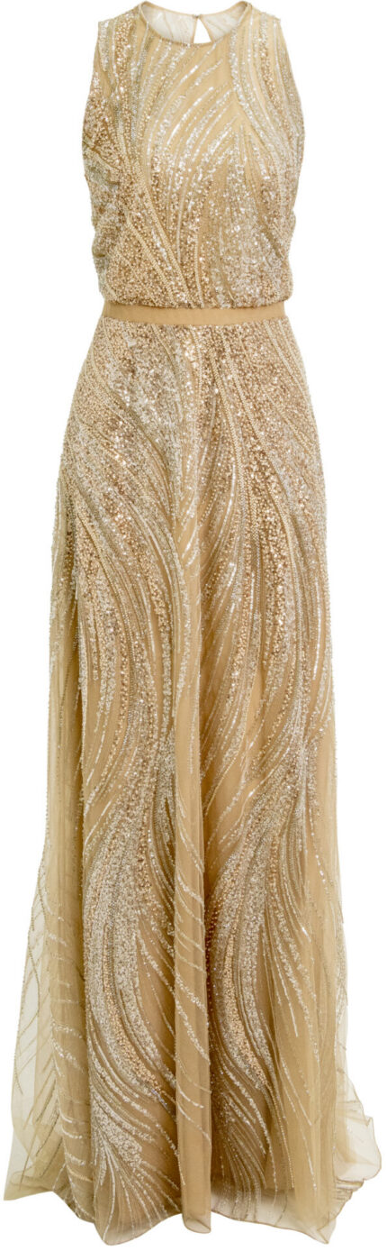 Abendkleid mit Paillettenbesatz und fließendem Rock – Bild 5