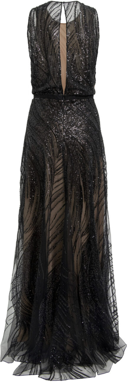 Abendkleid mit Paillettenbesatz und fließendem Rock – Bild 3