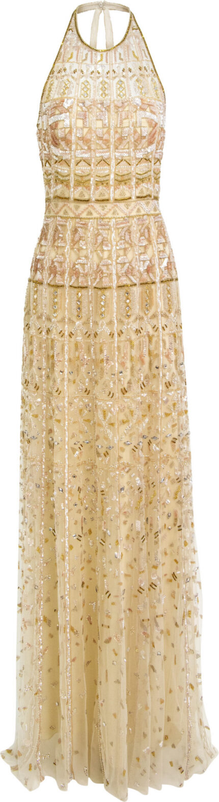 Besticktes Neckholder-Abendkleid mit offenem Rücken