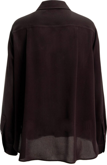 Seidenbluse mit Hemdkragen und Brusttasche – Bild 2