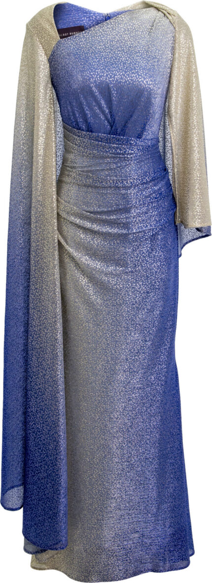 Abendkleid mit asymmetrischem Ausschnitt und Cape