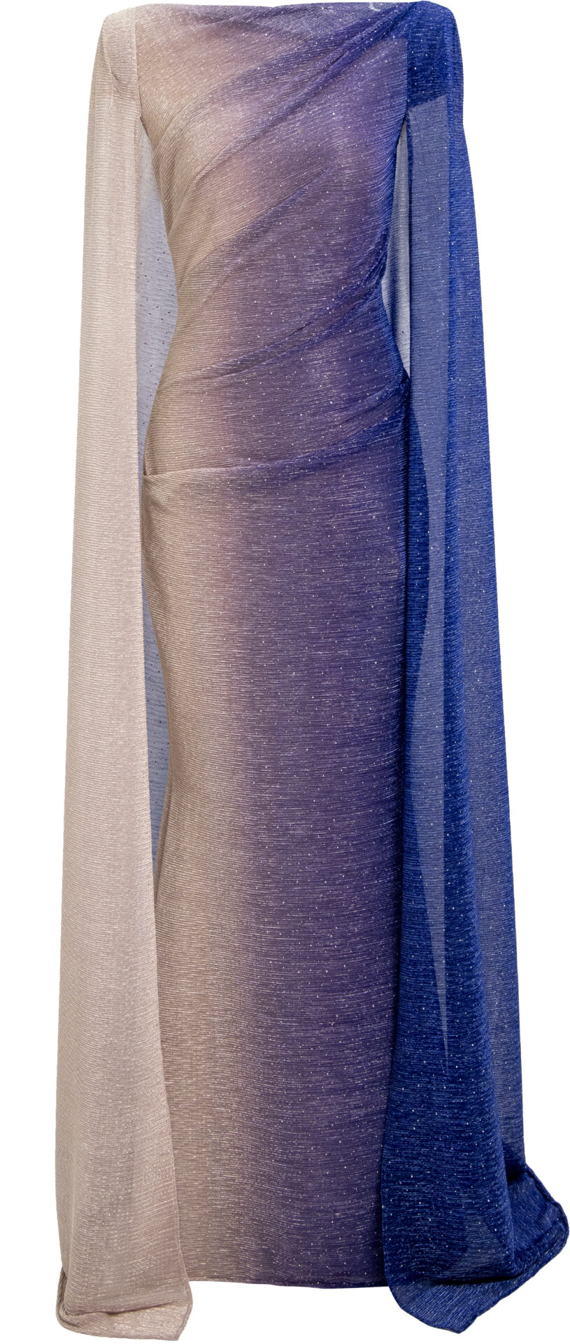 oL168-29-oK15_multicolor_1998_A Abendkleid mit Cape und schimmernder Drapierung – Bild 1