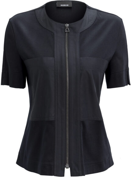 Short-Sleeved Cotton Blouse with Zip Fastening<br/>