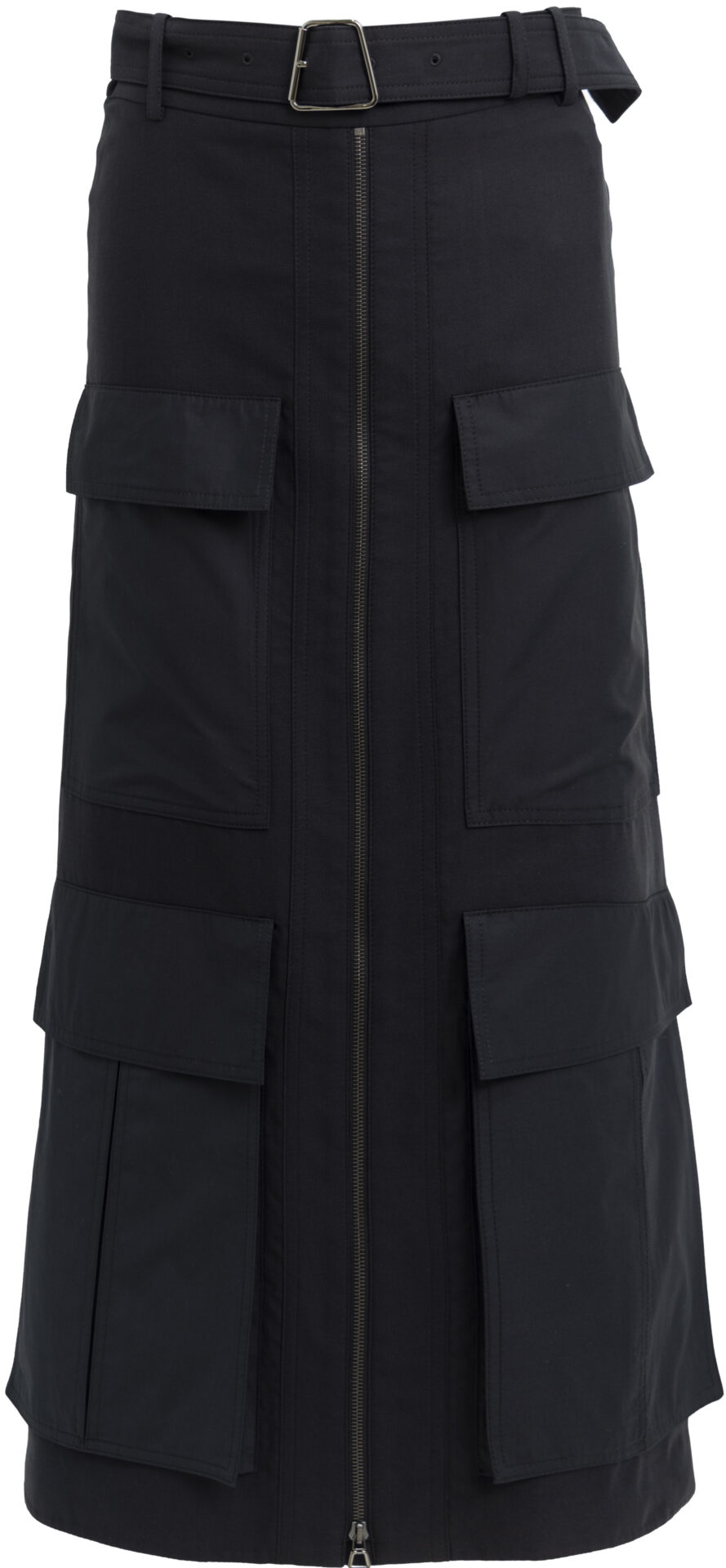 215_2601_3274_schwarz_1299_B Cotton Midi Skirt with Cargo Pockets and Zip Fastening<br/> - Image 1