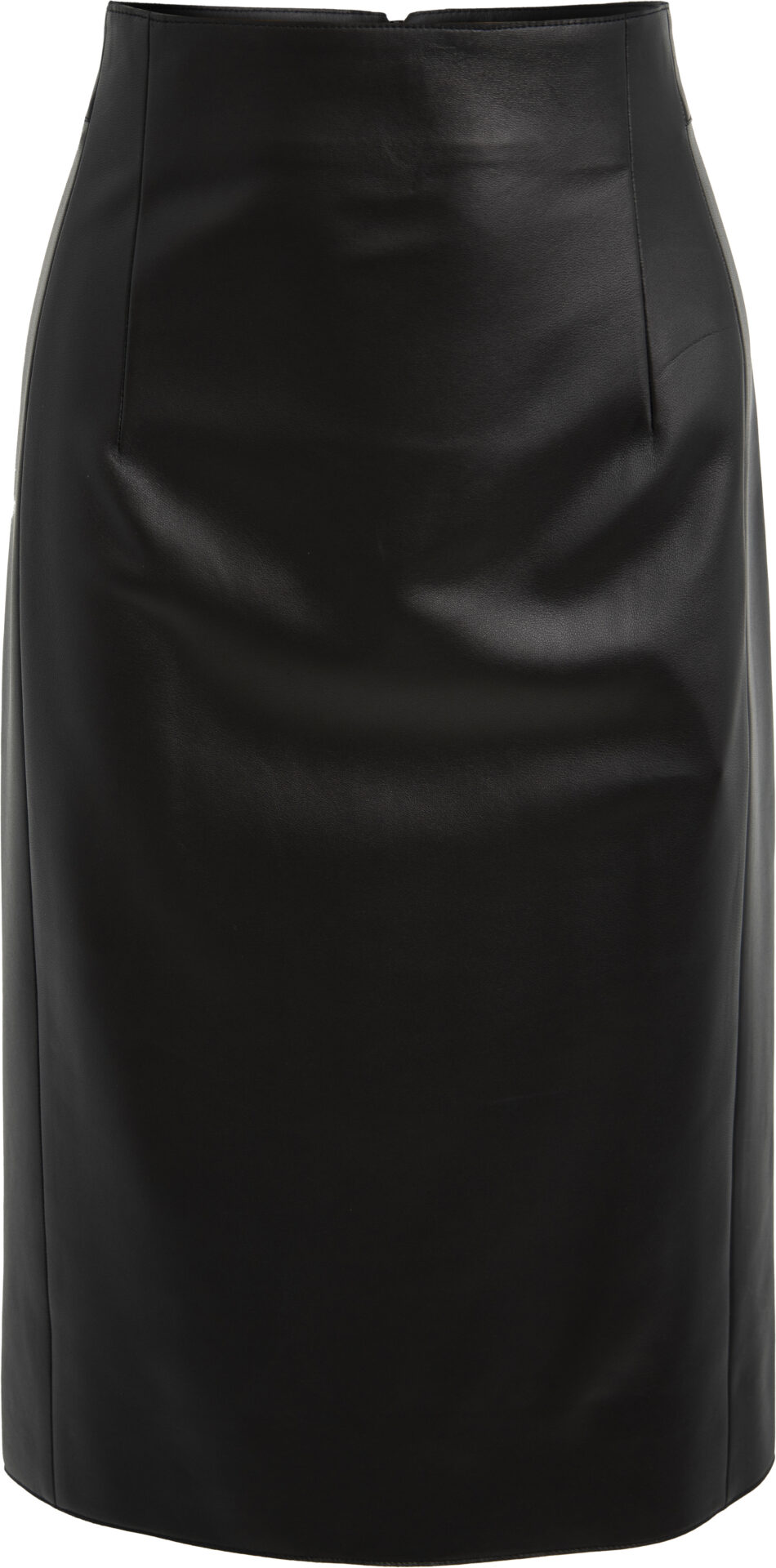 253_2601_3217_schwarz_1749_A Lamb Leather Midi Skirt with Back Vent<br/> - Image 1