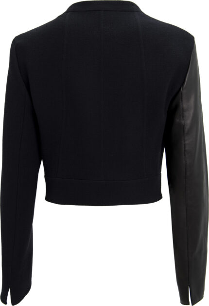 Kurze Jacke aus Schurwolle mit asymmetrischer Lammledergarnitur – Bild 3