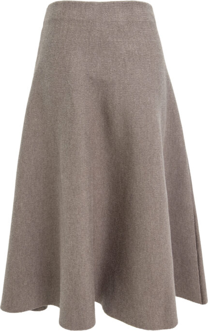 Virgin Wool Midi Skirt with Floral Appliqués - Image 3