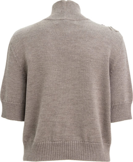 Kurzarm-Pullover aus Schurwolle mit floraler Applikation – Bild 3