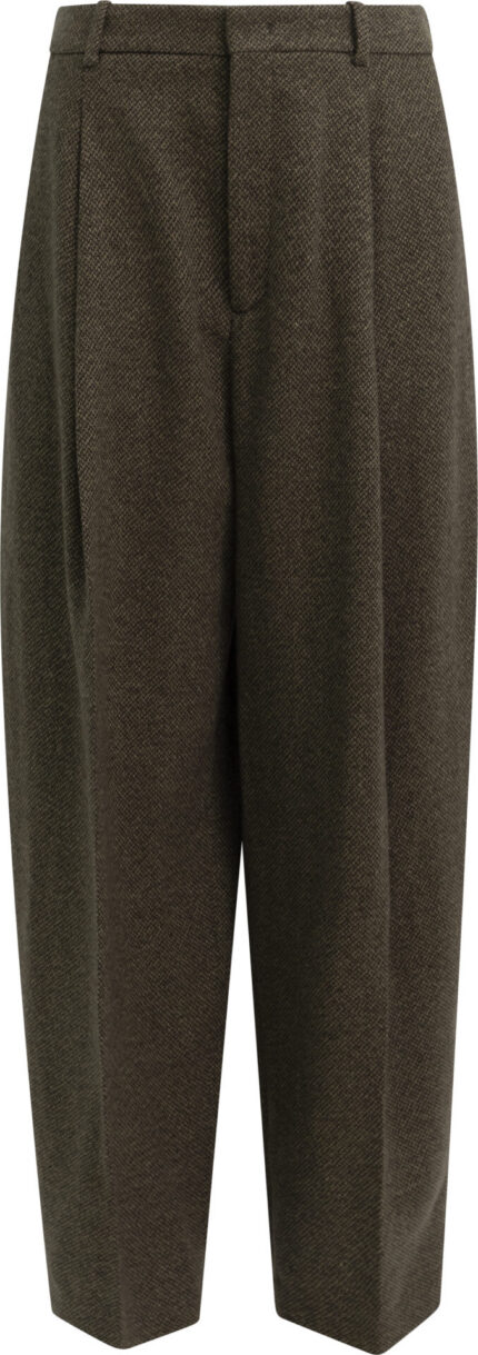 Weit geschnittene Bundfaltenhose aus Leinen, Kaschmir und Seide