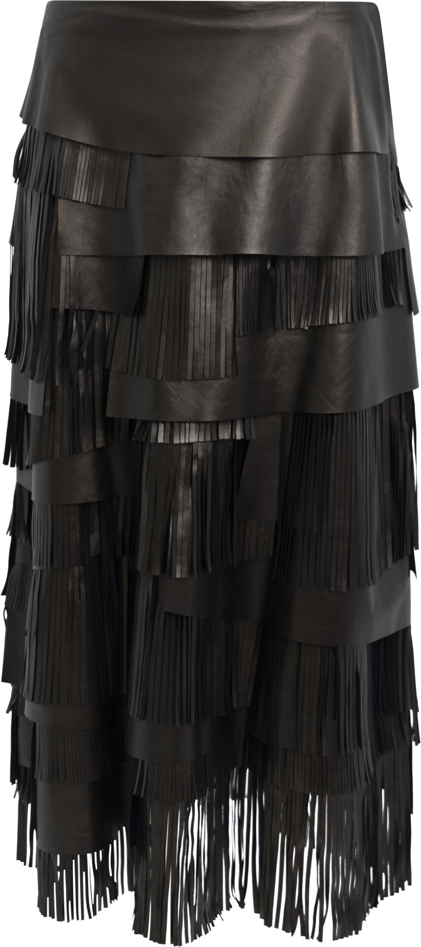 290P20981001_Belinda_Bronze_5199_A Lamb Leather Skirt with Layered Fringing<br/> - Image 1