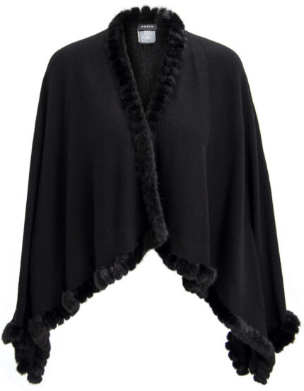 Cashmere Cape with Mink Fur Trim<br/>