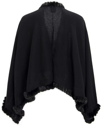 Cashmere Cape with Mink Fur Trim<br/> - Image 3