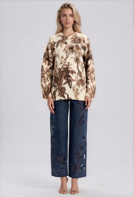 Oversize-Pullover aus Schurwolle mit Palmenmotiv – Bild 2