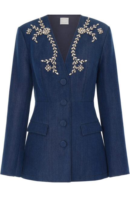 Eleganter Tencel-Blazer mit Kristallapplikationen