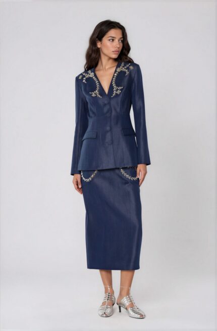 Elegant Tencel Skirt with Crystal Embellishment<br/> - Image 2
