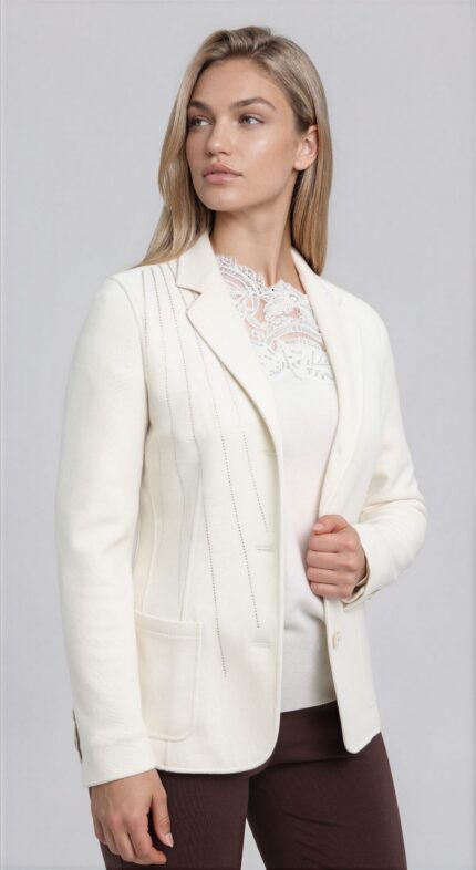 Kaschmir-Seiden-Blazer mit Swarovski-Kristallen – Bild 2
