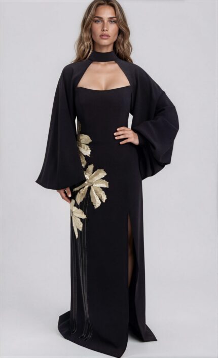 Abendkleid-Set mit Bolero und floraler Stickerei – Bild 2