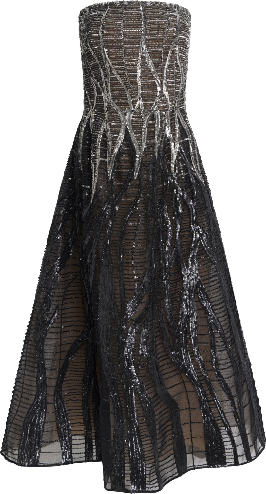 D1342NP26BE077_schwarz_11499_A Knöchellanges Bustier-Abendkleid mit Paillettenstickerei – Bild 1
