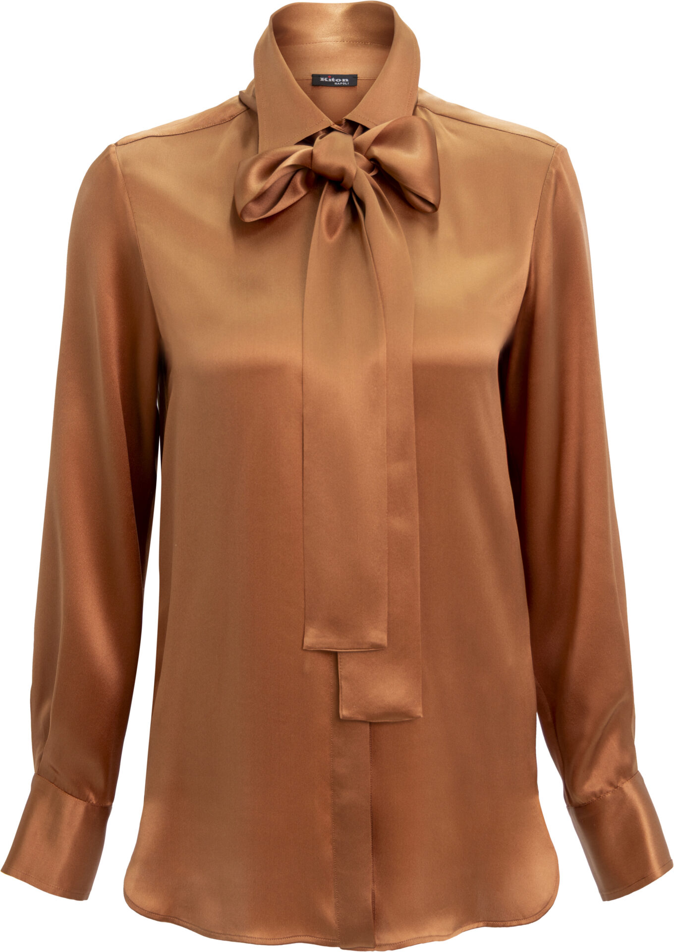 D48407_K0998E93_orange_1049_A Seidenbluse mit Schluppe und verdeckter Knopfleiste – Bild 1